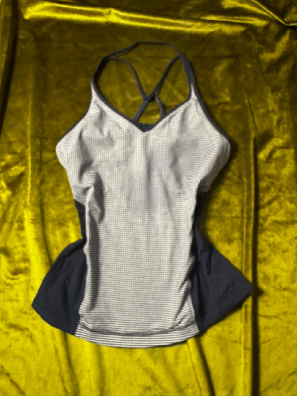 lululemon White and Navy Gingham Racerback Tank
